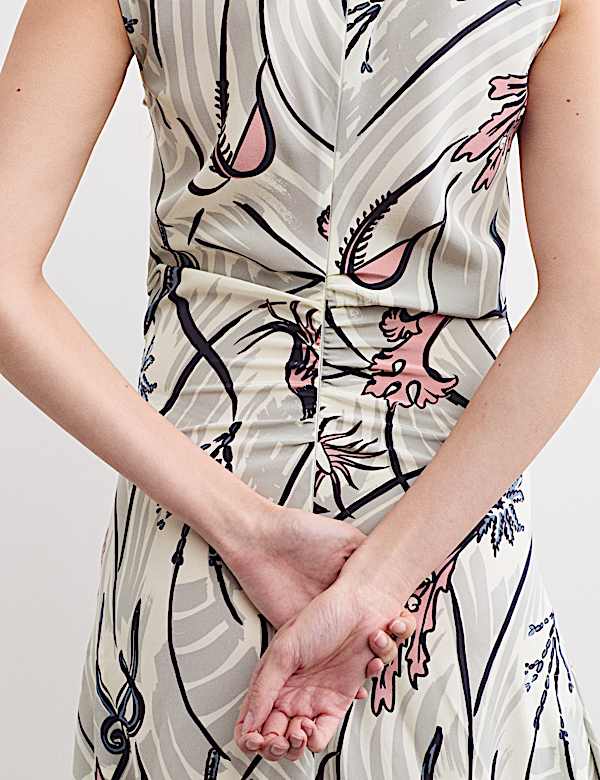 Pure Silk Floral V-Neck Maxi Column Dress - IT