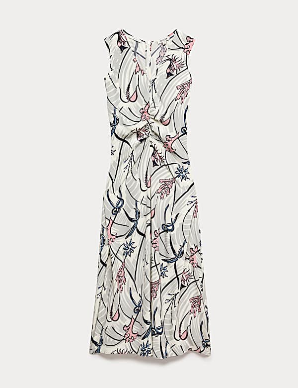 Pure Silk Floral V-Neck Maxi Column Dress - IT