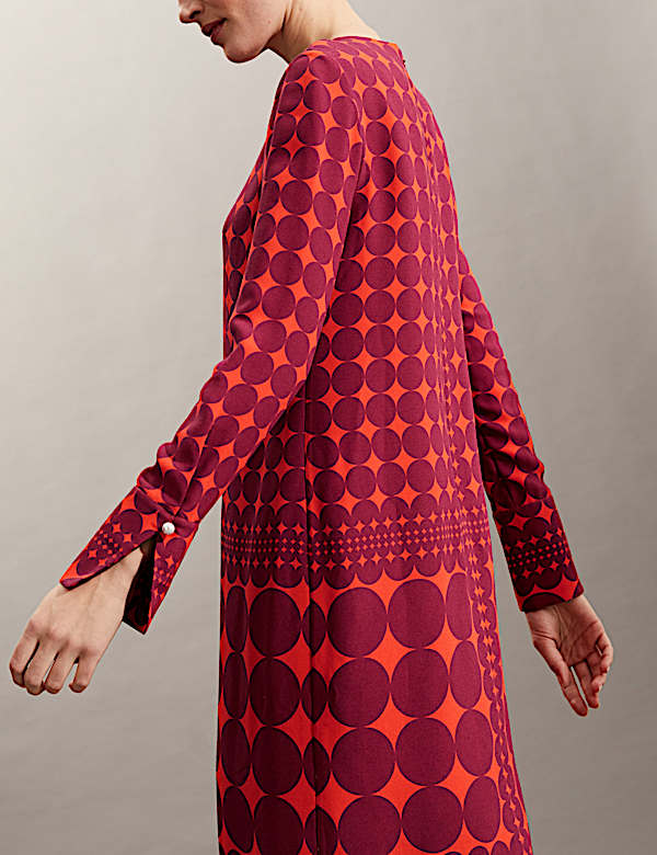 Robe tube longueur genou &agrave; motif g&eacute;om&eacute;trique - BE