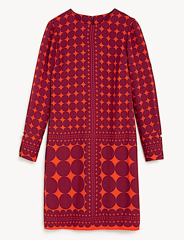 Robe tube longueur genou &agrave; motif g&eacute;om&eacute;trique - BE