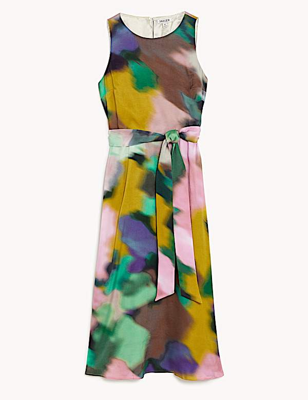 Robe midi en cupro &agrave; taille ajust&eacute;e avec imprim&eacute; - CA