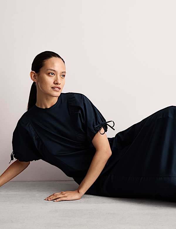 Robe tube midi 100 % coton à détail noué - CA