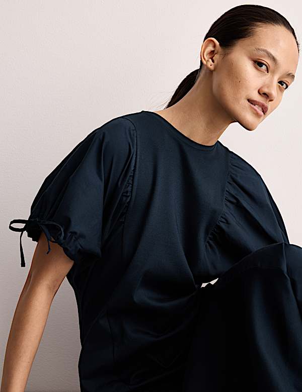 Robe tube midi 100 % coton à détail noué - CA