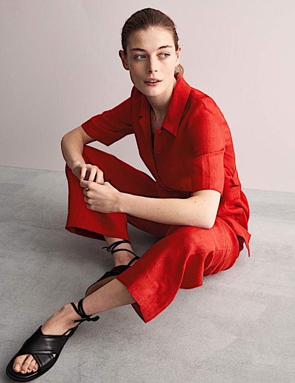 Pure Linen Short Sleeve Jumpsuit - GR