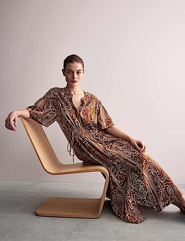 Printed Midaxi Waisted Dress - GR