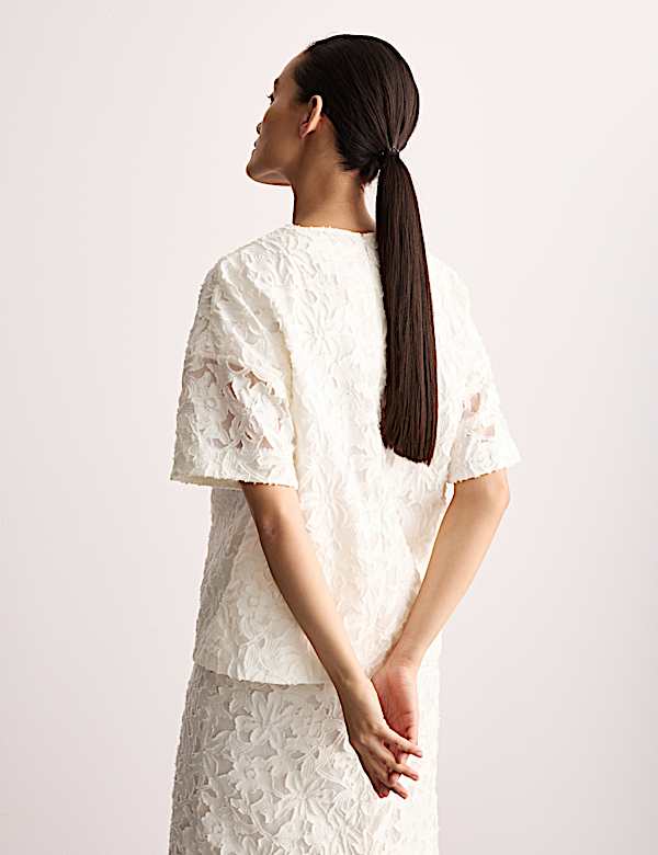 T-shirt en organza de coton jacquard - BE