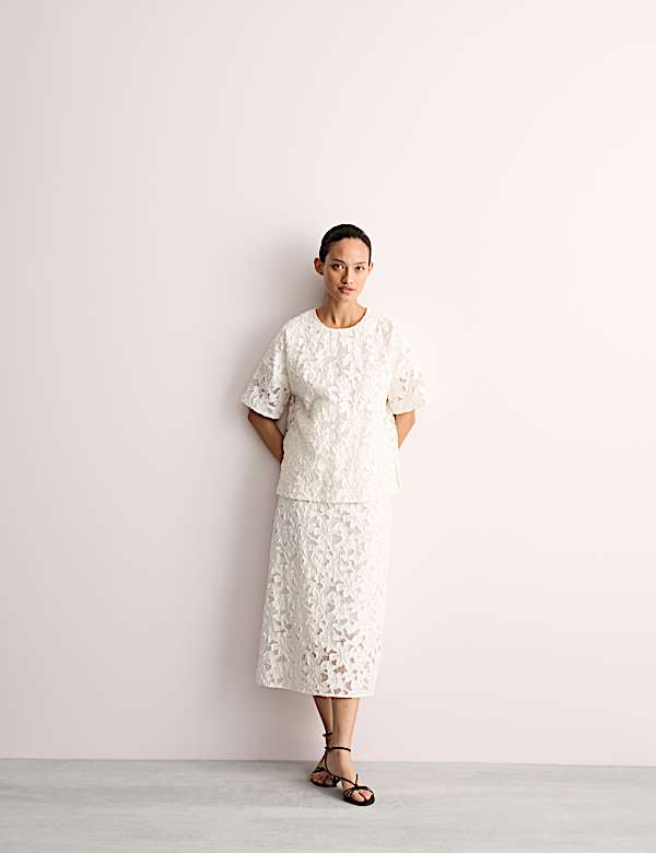 T-shirt en organza de coton jacquard - BE