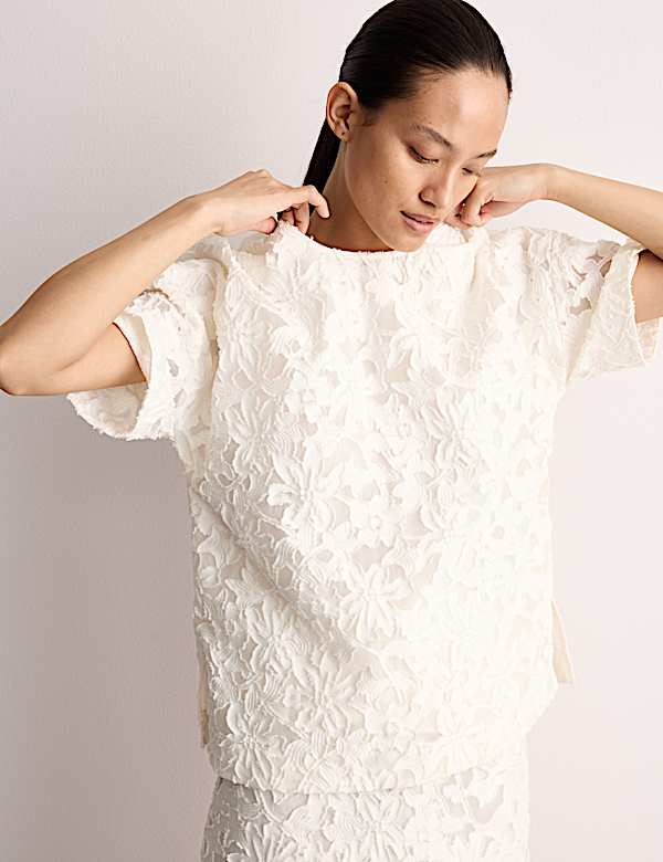 T-shirt en organza de coton jacquard - BE
