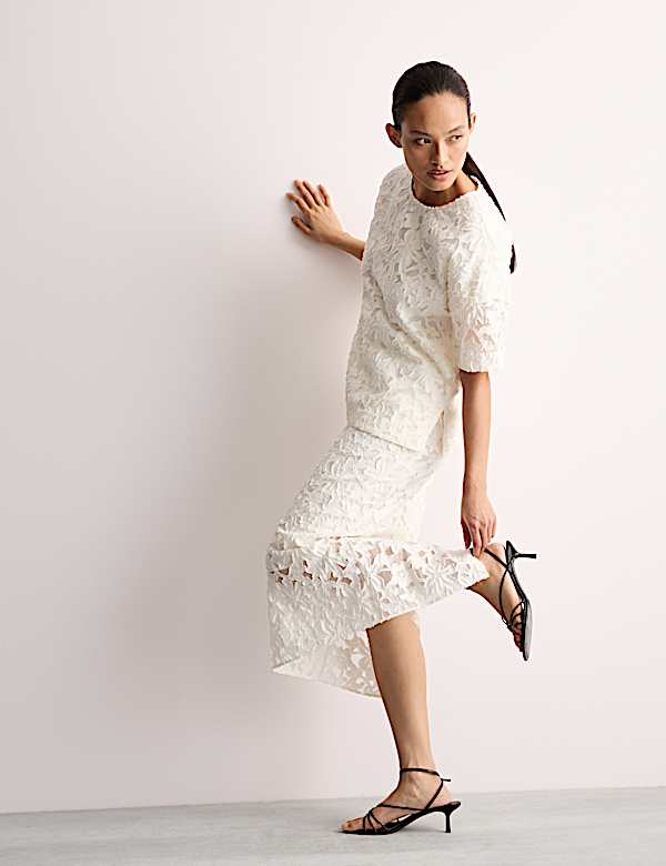 T-shirt en organza de coton jacquard - BE