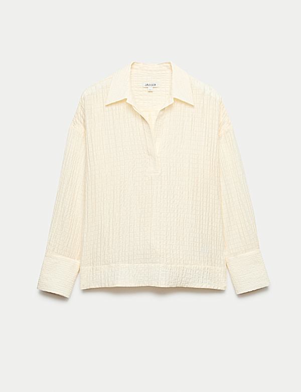 Chemise pliss&eacute;e coupe d&eacute;contract&eacute;e en lyocell - CA