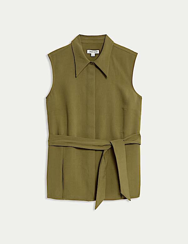 Herringbone Godet Sleeveless Shirt - NL