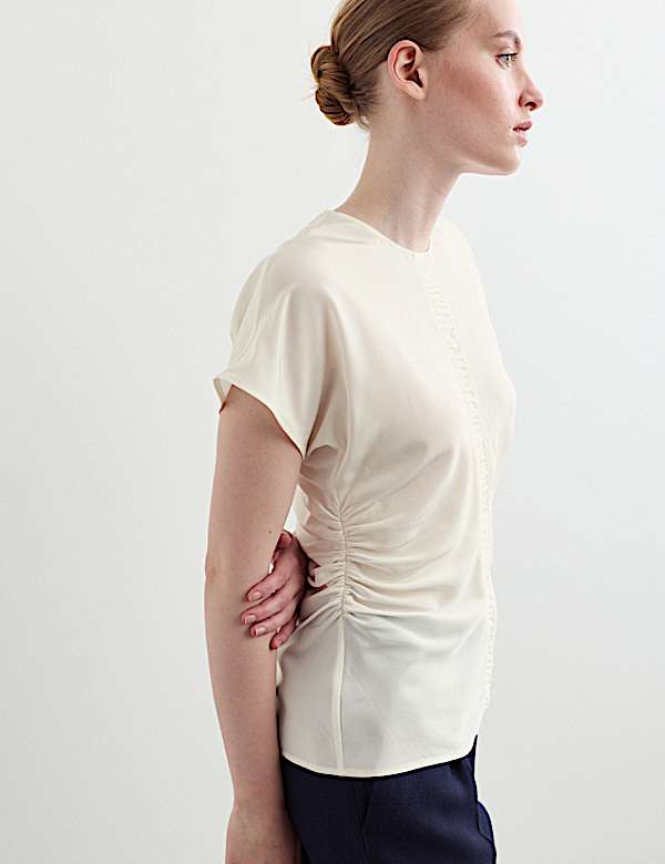 Pure Silk Ruched Shell Top - IT