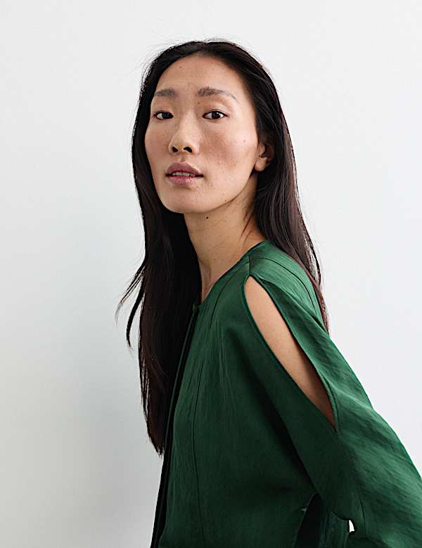 Round Neck Button Through Blouse - NZ
