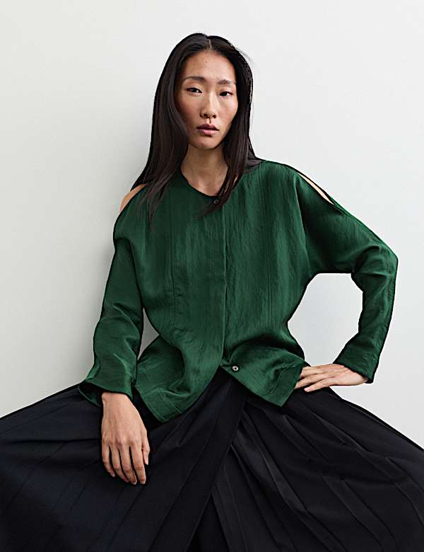 Round Neck Button Through Blouse - NZ
