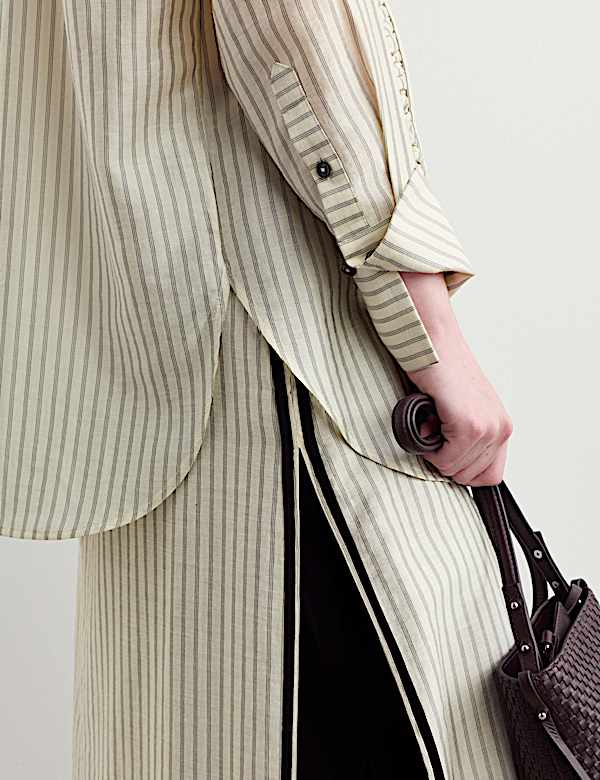Lyocell Rich Sheer Striped Shirt - NL