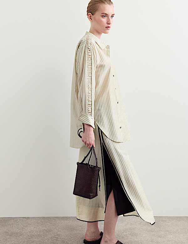 Lyocell Rich Sheer Striped Shirt - NL