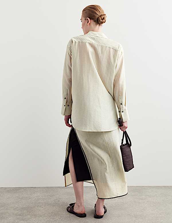 Lyocell Rich Sheer Striped Shirt - NL