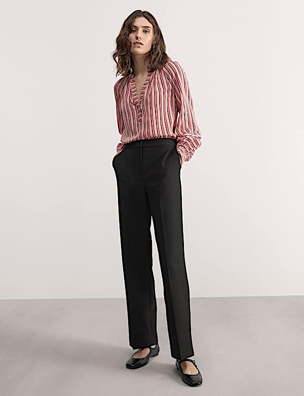 Pure Lyocell™ Striped V-Neck Blouse - ID