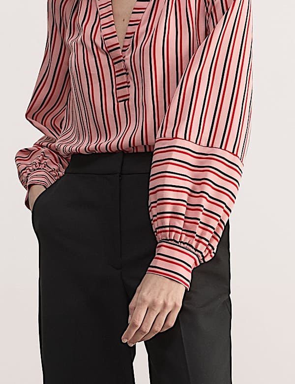 Pure Lyocell™ Striped V-Neck Blouse - ID