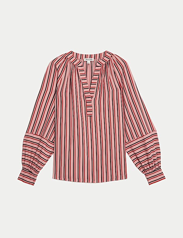 Pure Lyocell™ Striped V-Neck Blouse - ID