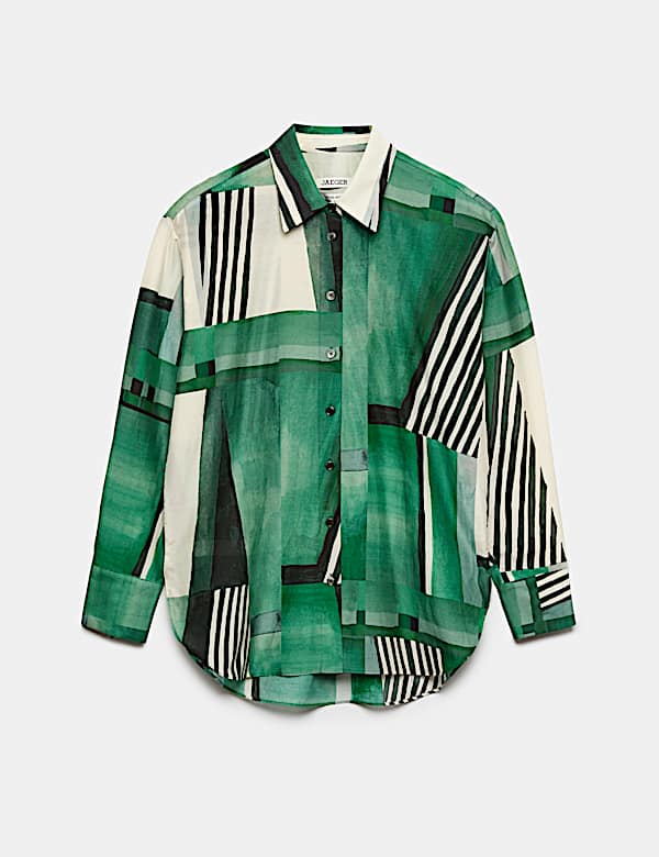 Chemise en soie m&eacute;lang&eacute;e coton &agrave; motif g&eacute;om&eacute;trique - CH