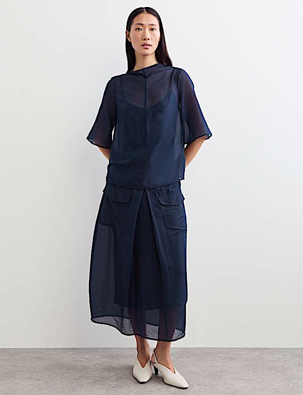 Organza Funnel Neck Top - CA