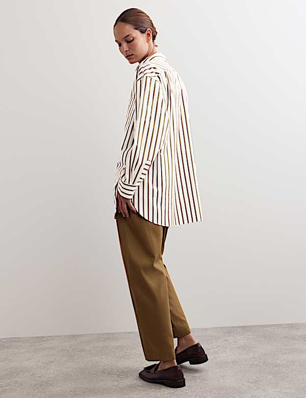 Pure Cotton Striped Oversized Shirt - AU