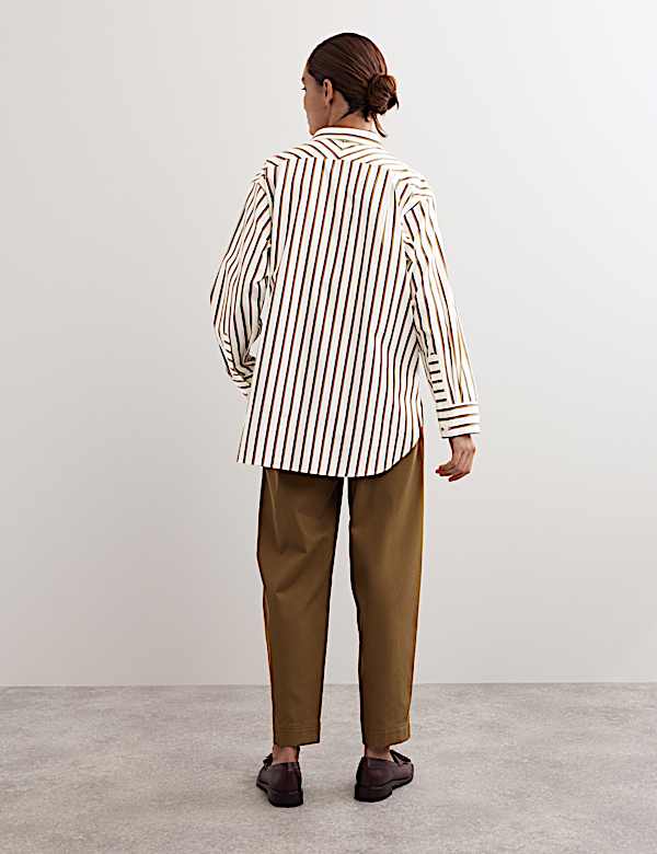 Pure Cotton Striped Oversized Shirt - AU