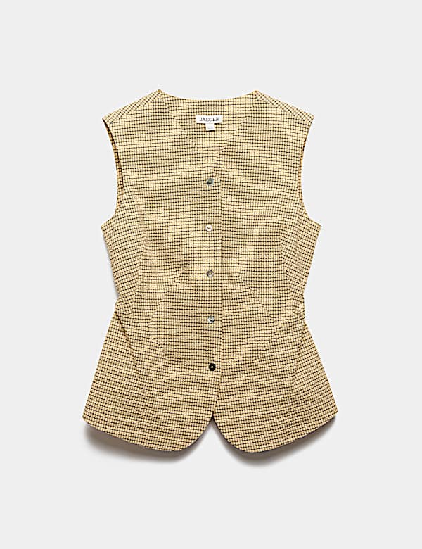 Cotton Rich Checked Seersucker Waistcoat - IT