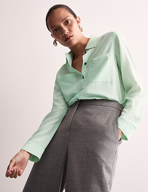 Pure Silk Collared Utility Shirt - GR