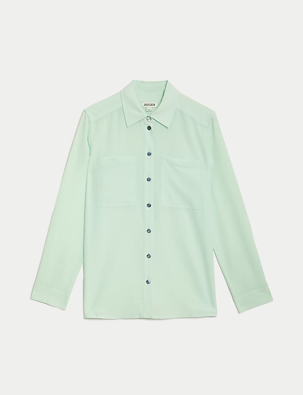 Pure Silk Collared Utility Shirt - GR