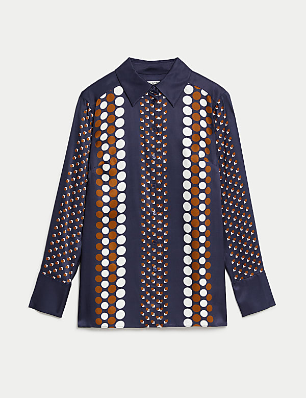 Overhemd met kraag, knoopsluiting en geometrisch motief - BE