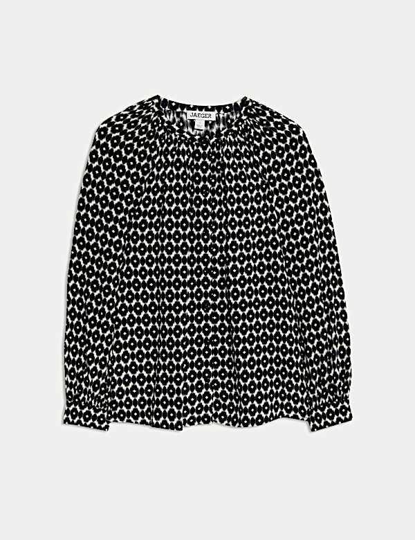 Blouse met knoopsluiting en geometrisch motief - NL