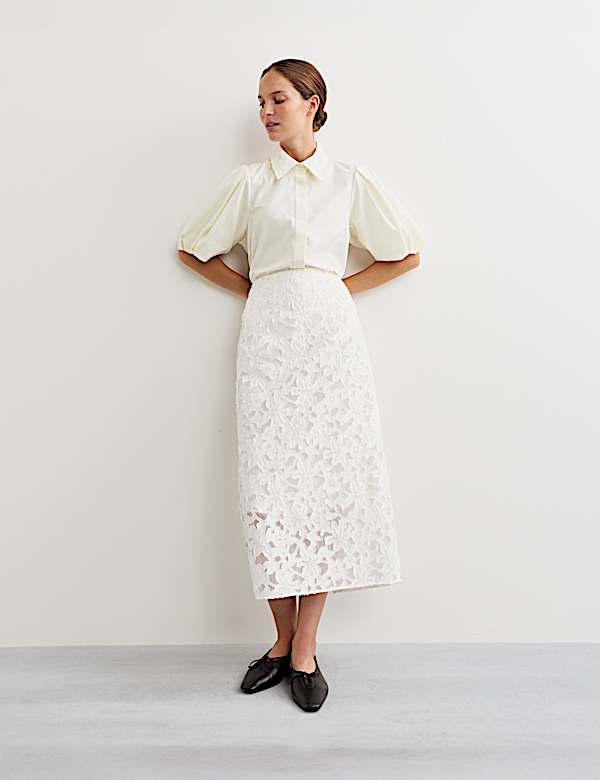 Chemise en organza de coton texturé avec encolure - FR