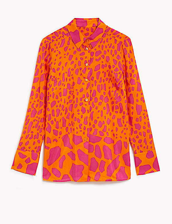 Kemeja Campuran Sutra Motif Hewan - ID