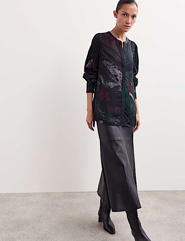 Printed Ruched Sleeve Blouse - AU