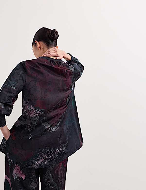 Printed Ruched Sleeve Blouse - AU