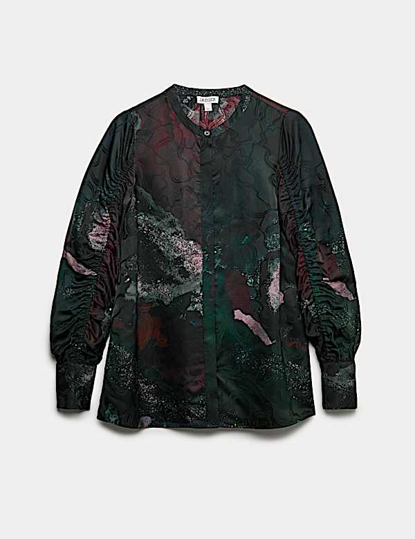 Printed Ruched Sleeve Blouse - AU