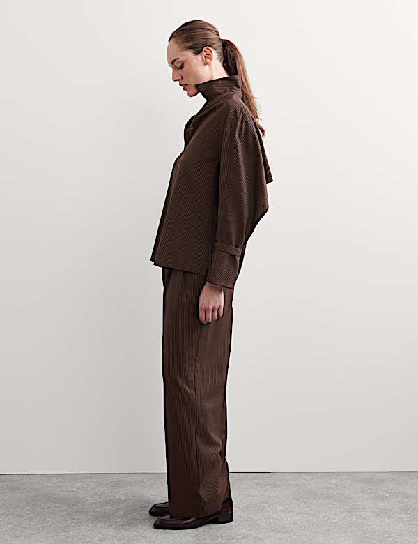 Wool Rich Pinstripe Collared Shirt - AU