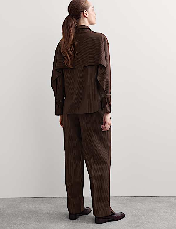 Wool Rich Pinstripe Collared Shirt - AU