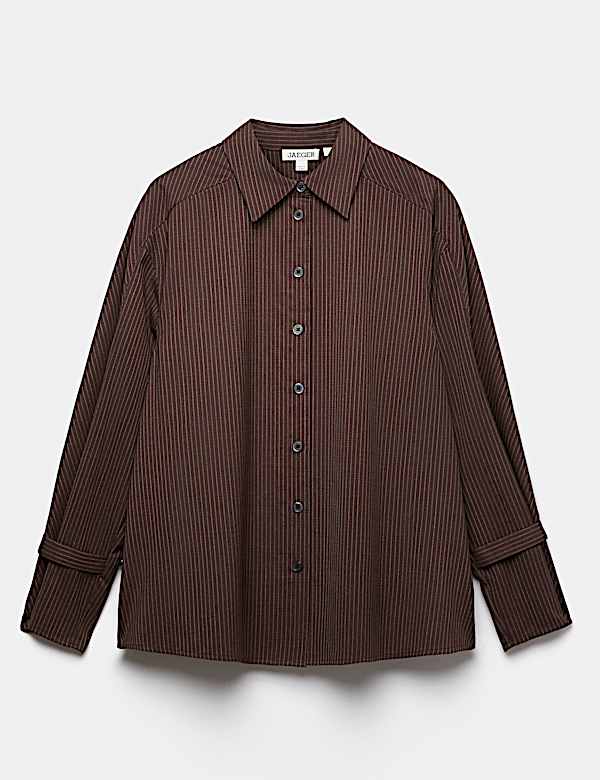 Wool Rich Pinstripe Collared Shirt - AU