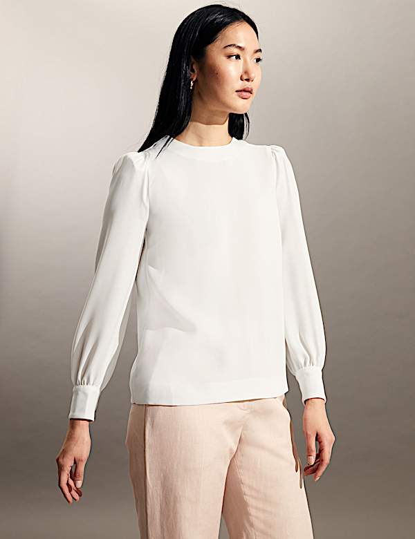 Round Neck Button Detail Top - CA