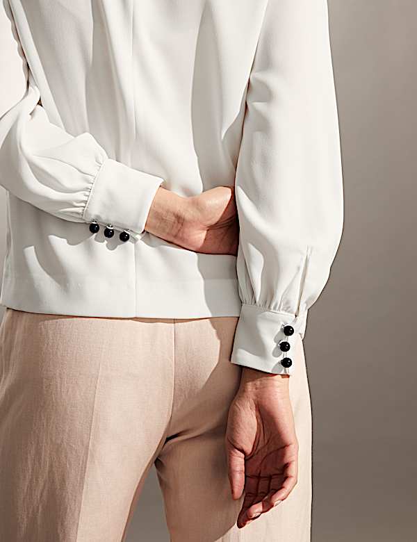 Round Neck Button Detail Top - CA