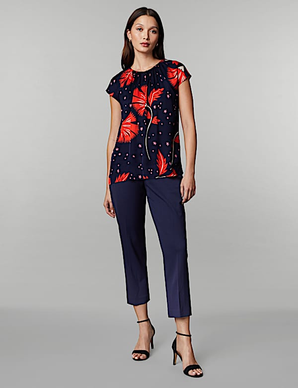 Floral Round Neck Blouse - CZ