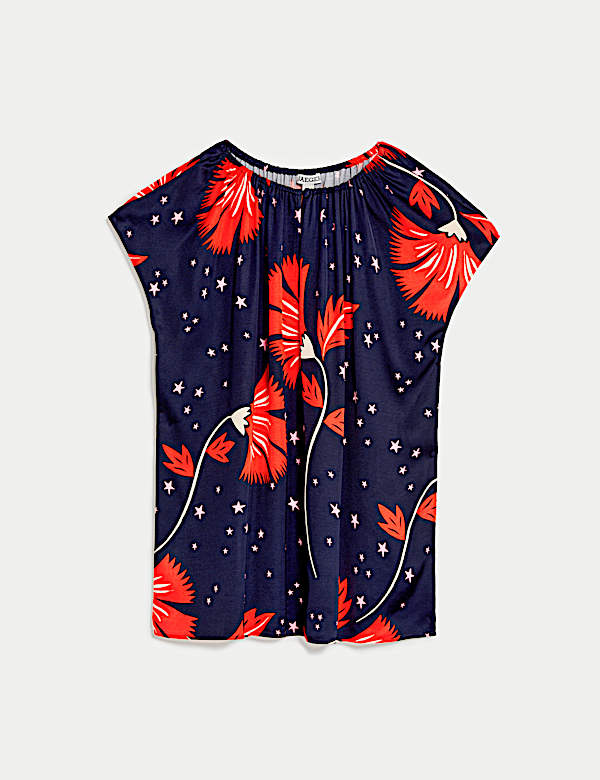 Floral Round Neck Blouse - CZ