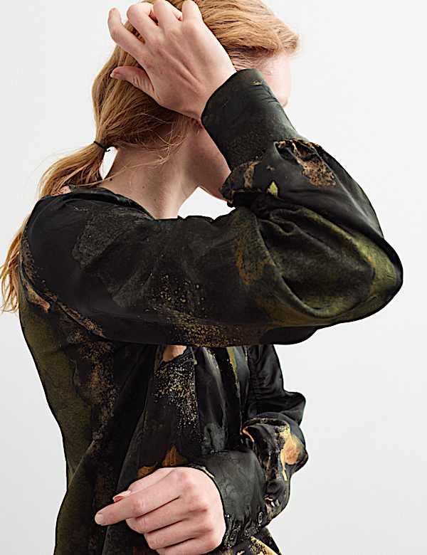 Printed Jacquard Collarless Top - NZ