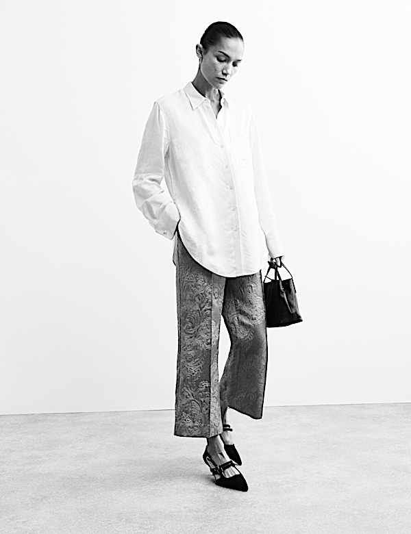 Jacquard Collared Relaxed Shirt - NL