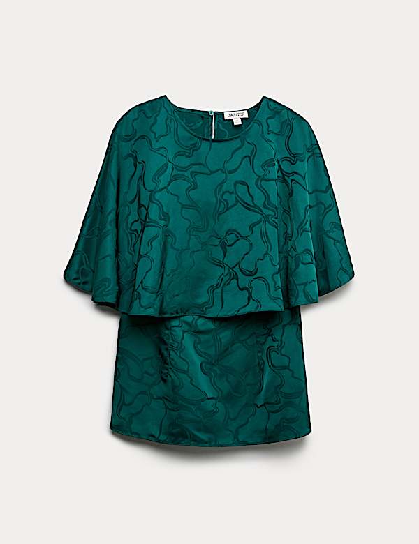 Top style cape &agrave; encolure ronde et motif jacquard - FR