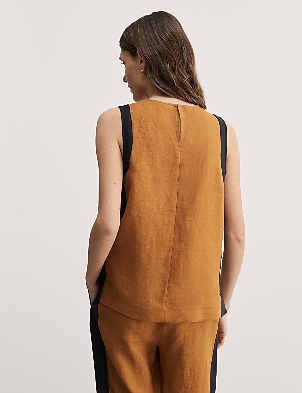 Top de rayas laterales 100% lino - ES