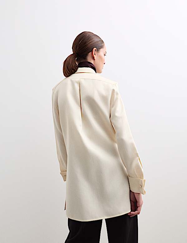 Chemise en laine et soie mélangée à plastron - FR